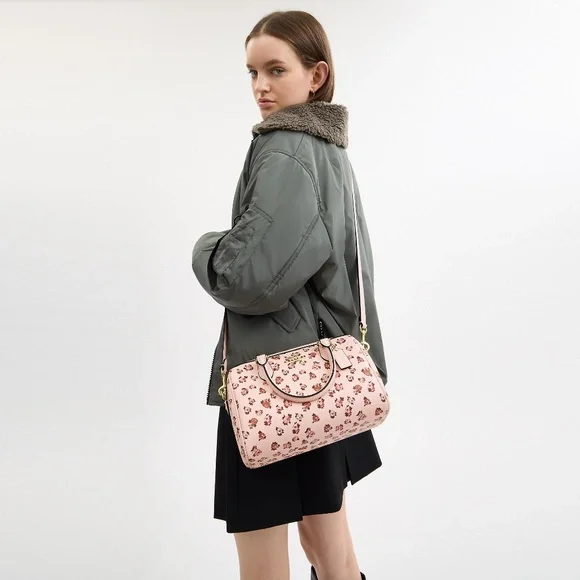Coach Rowan Satchel Blush Rose Print and Your Choice Bag Charm + Duster NWT - Picture 6 of 15